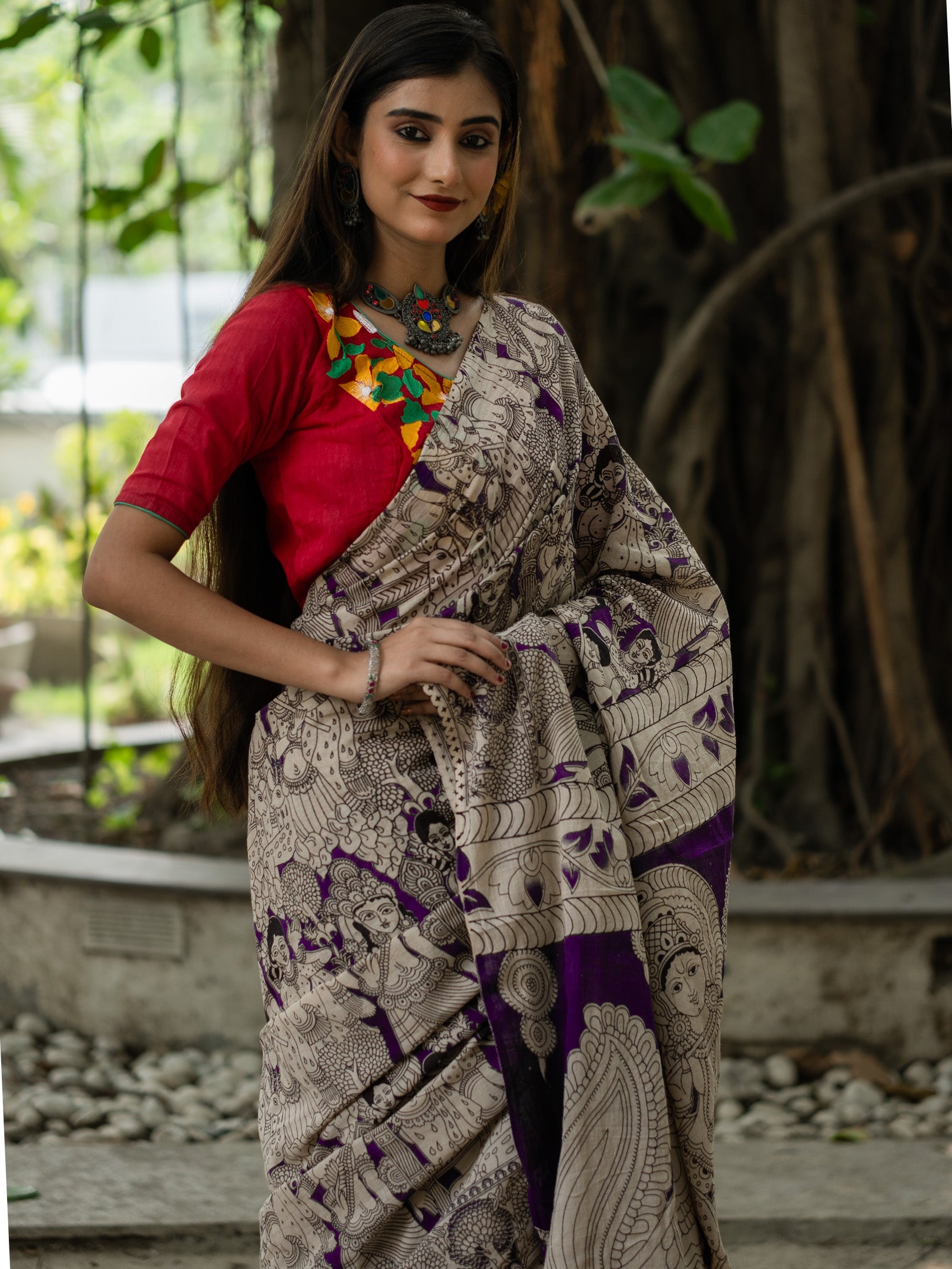 Grape Kalamkari Saree