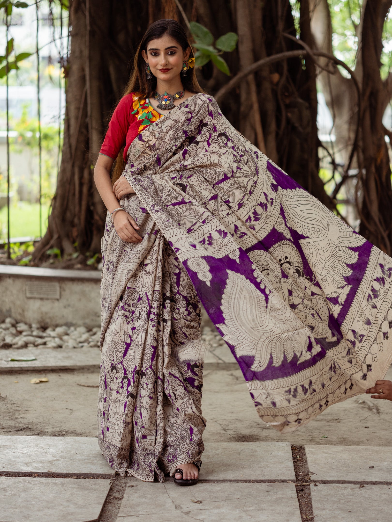 Grape Kalamkari Saree