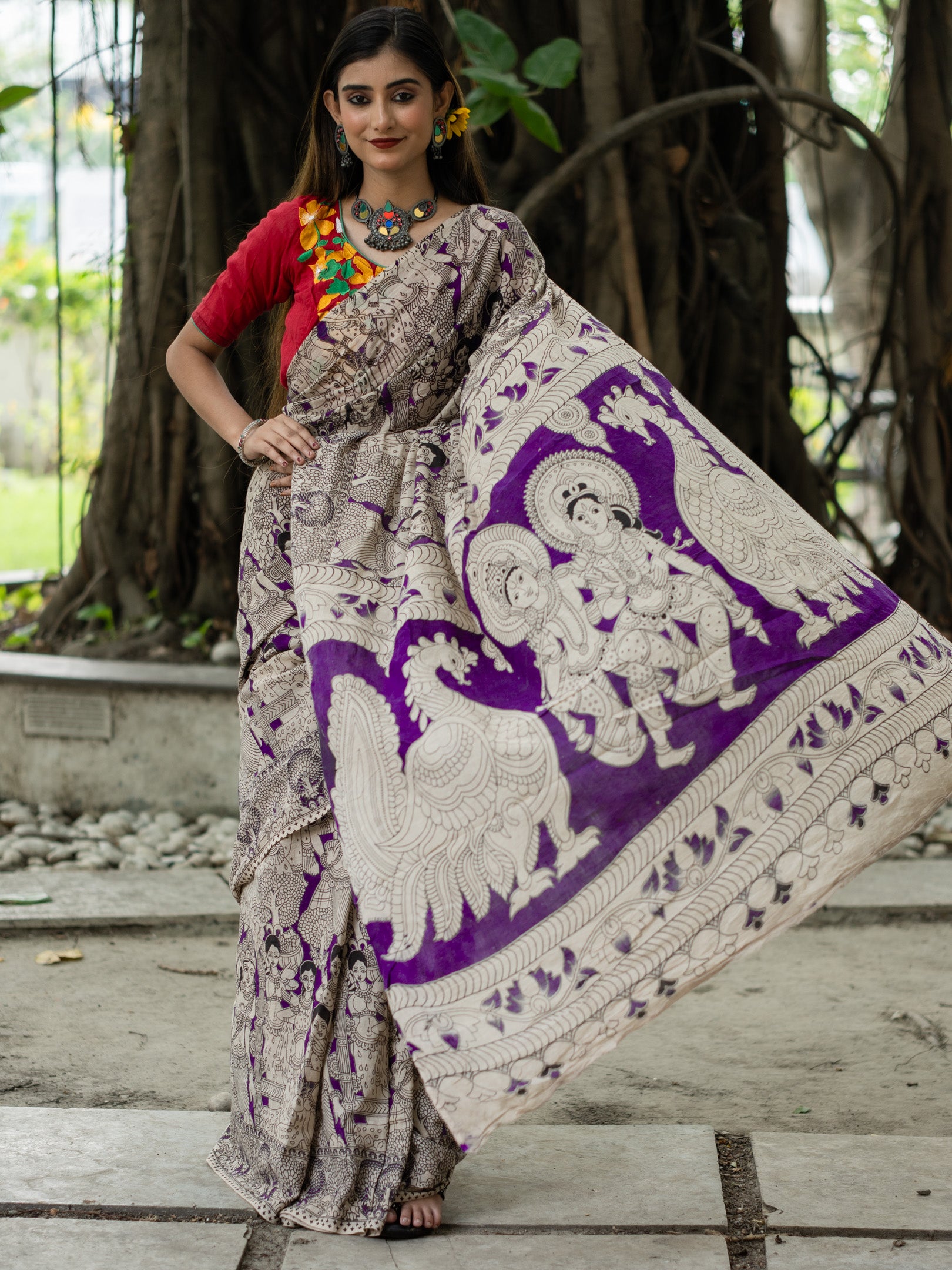 Grape Kalamkari Saree