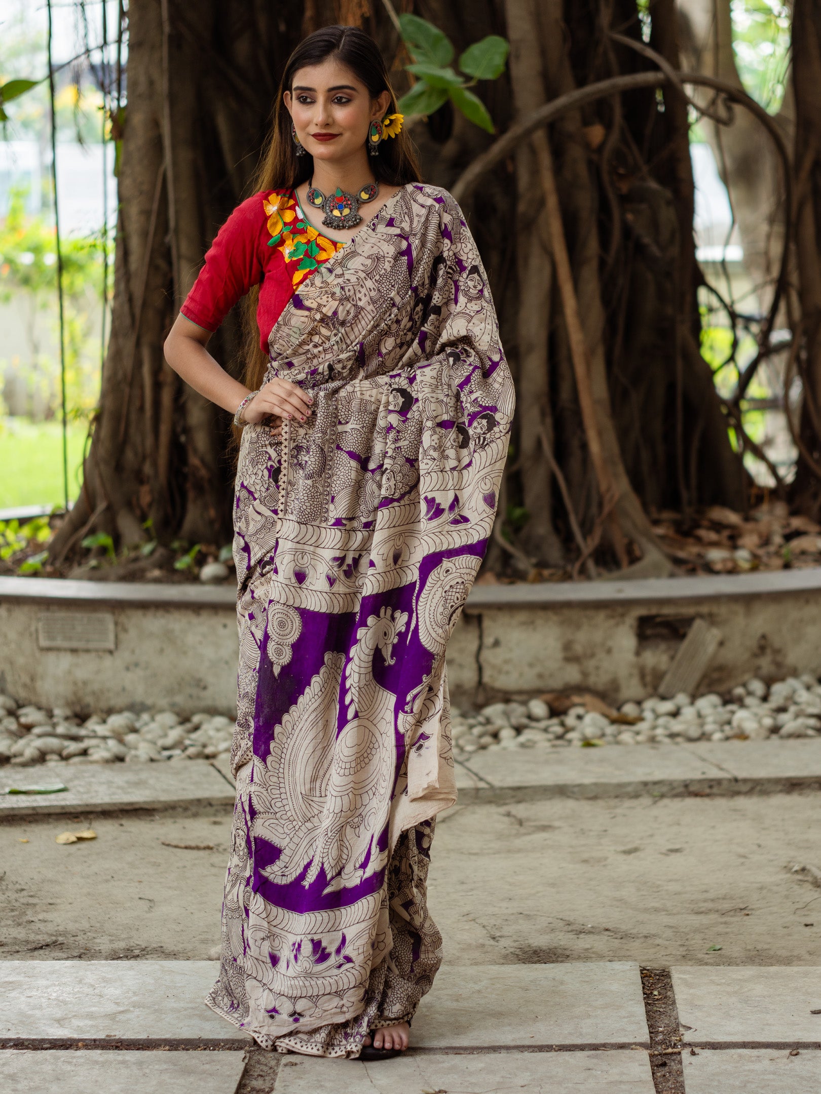Grape Kalamkari Saree