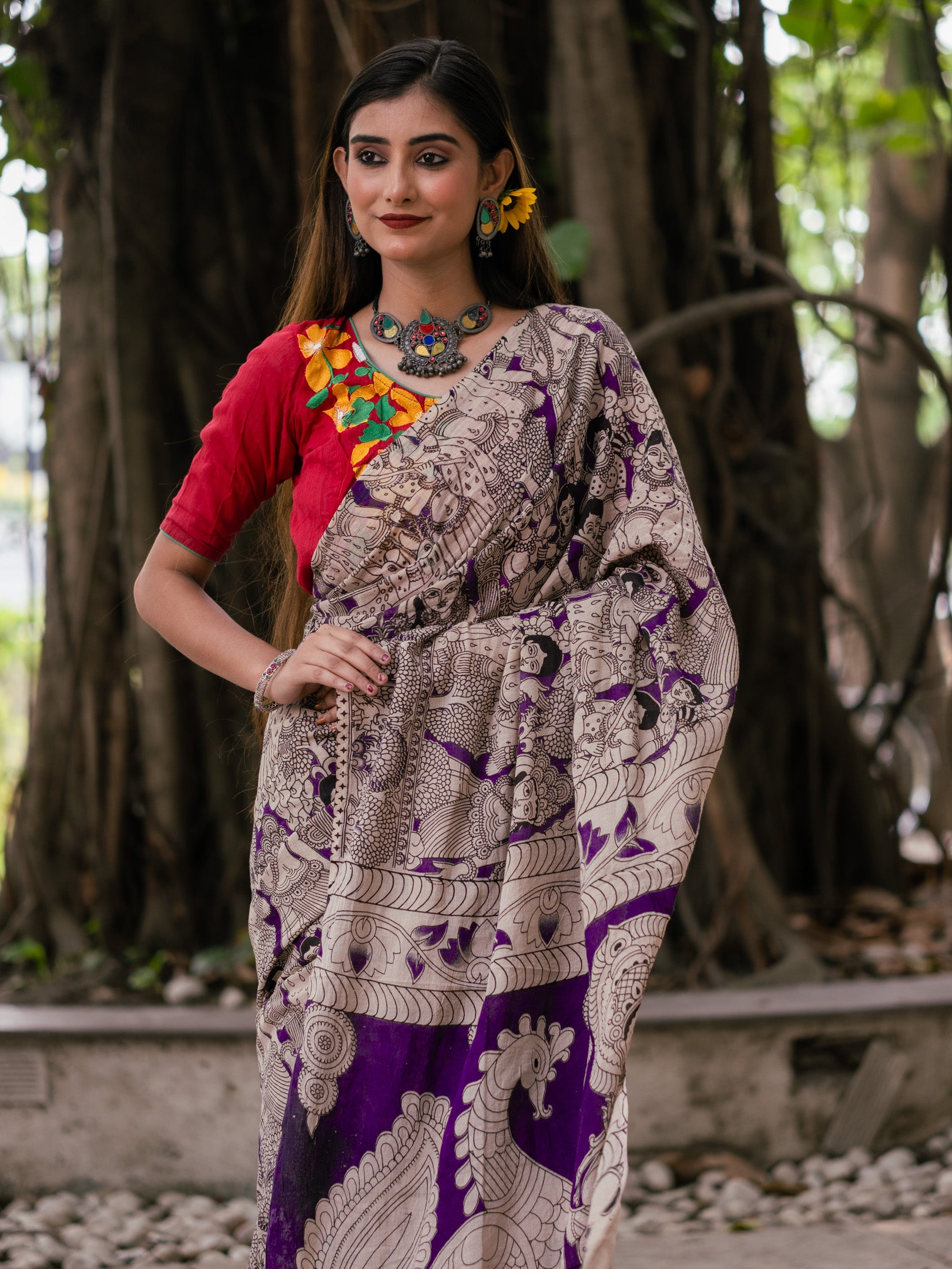 Grape Kalamkari Saree