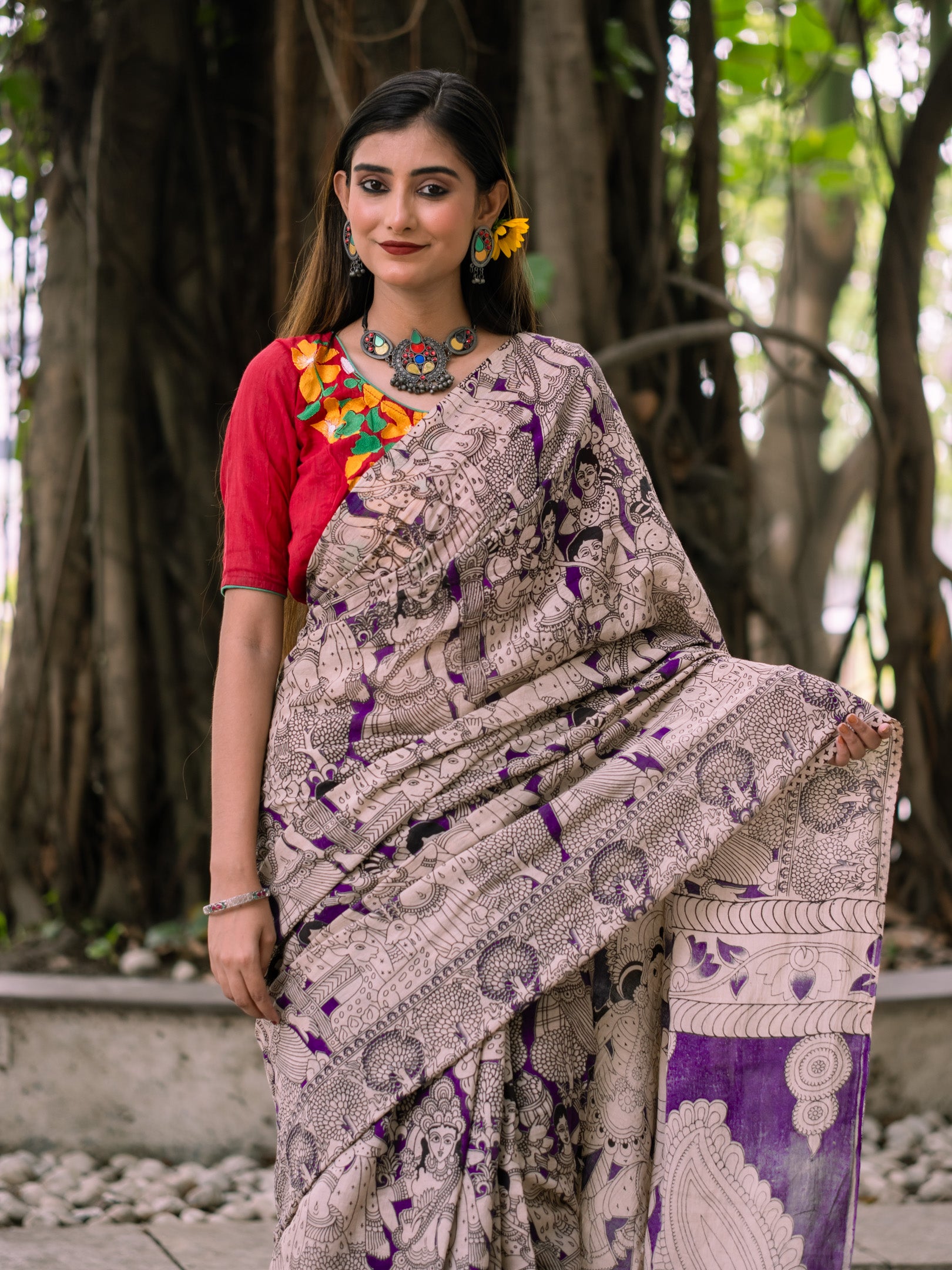 Grape Kalamkari Saree