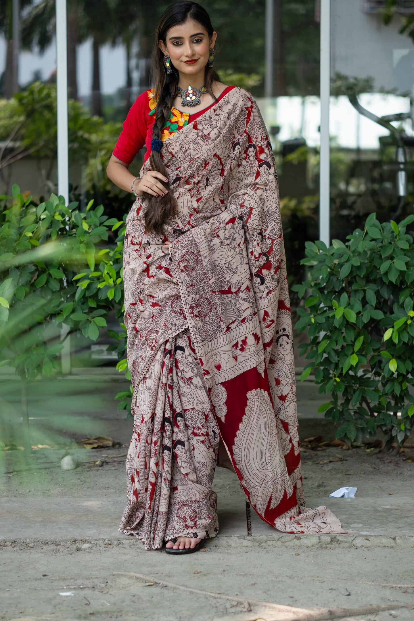 Beetroot Kalamkari Saree