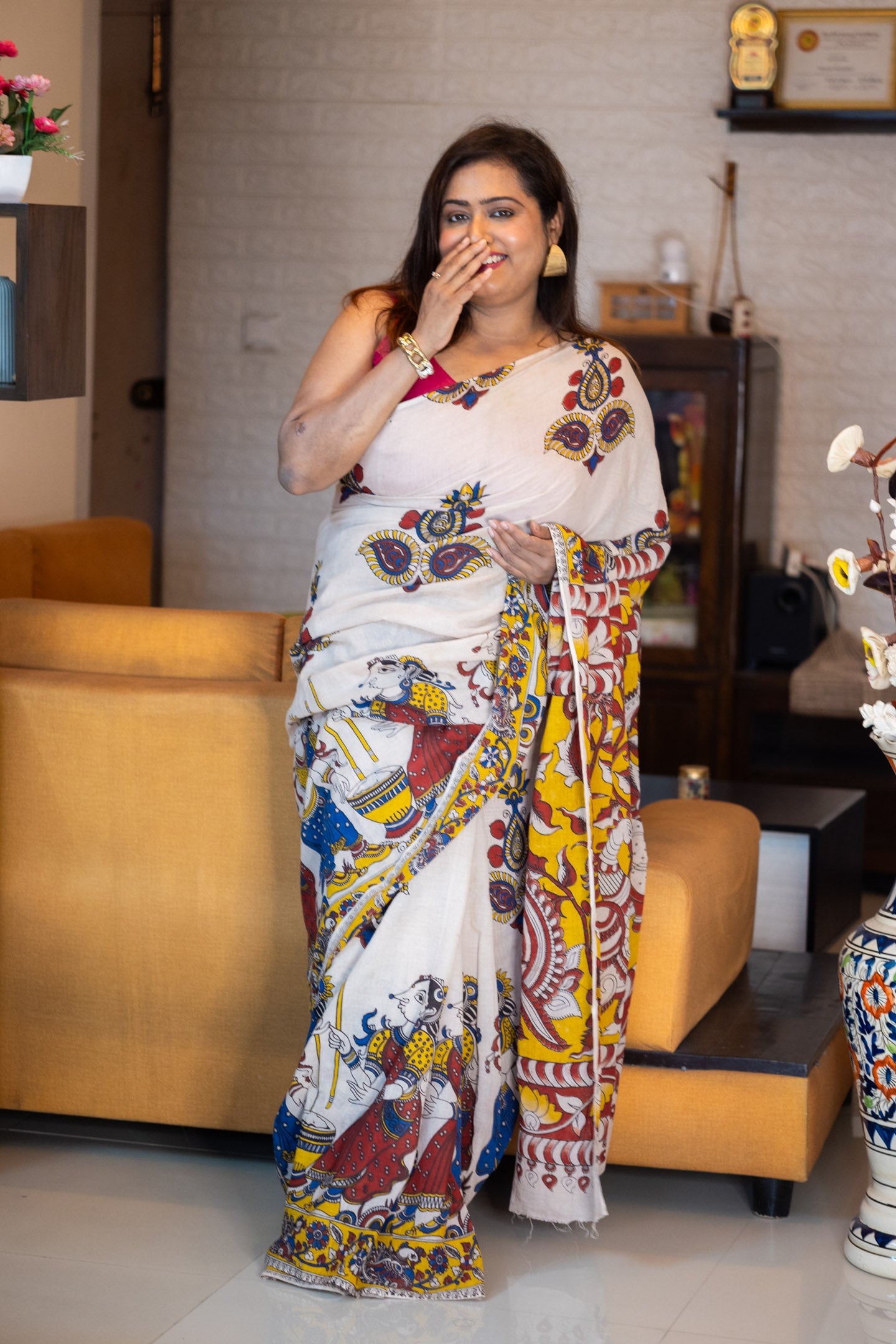 Mukti Kalamkari Saree - Uttariya