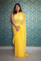 Basonti — Handwoven Mul Cotton Check Saree - Uttariya