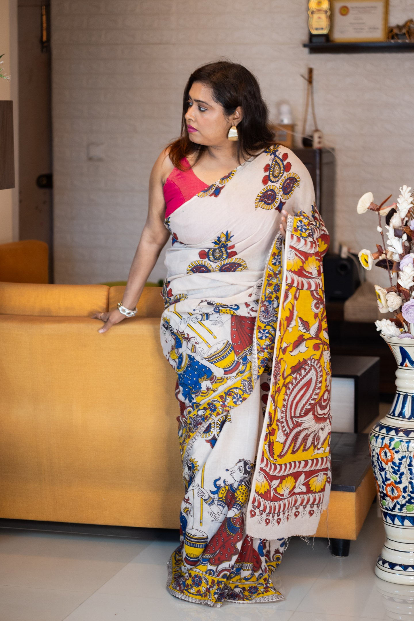Mukti Kalamkari Saree - Uttariya