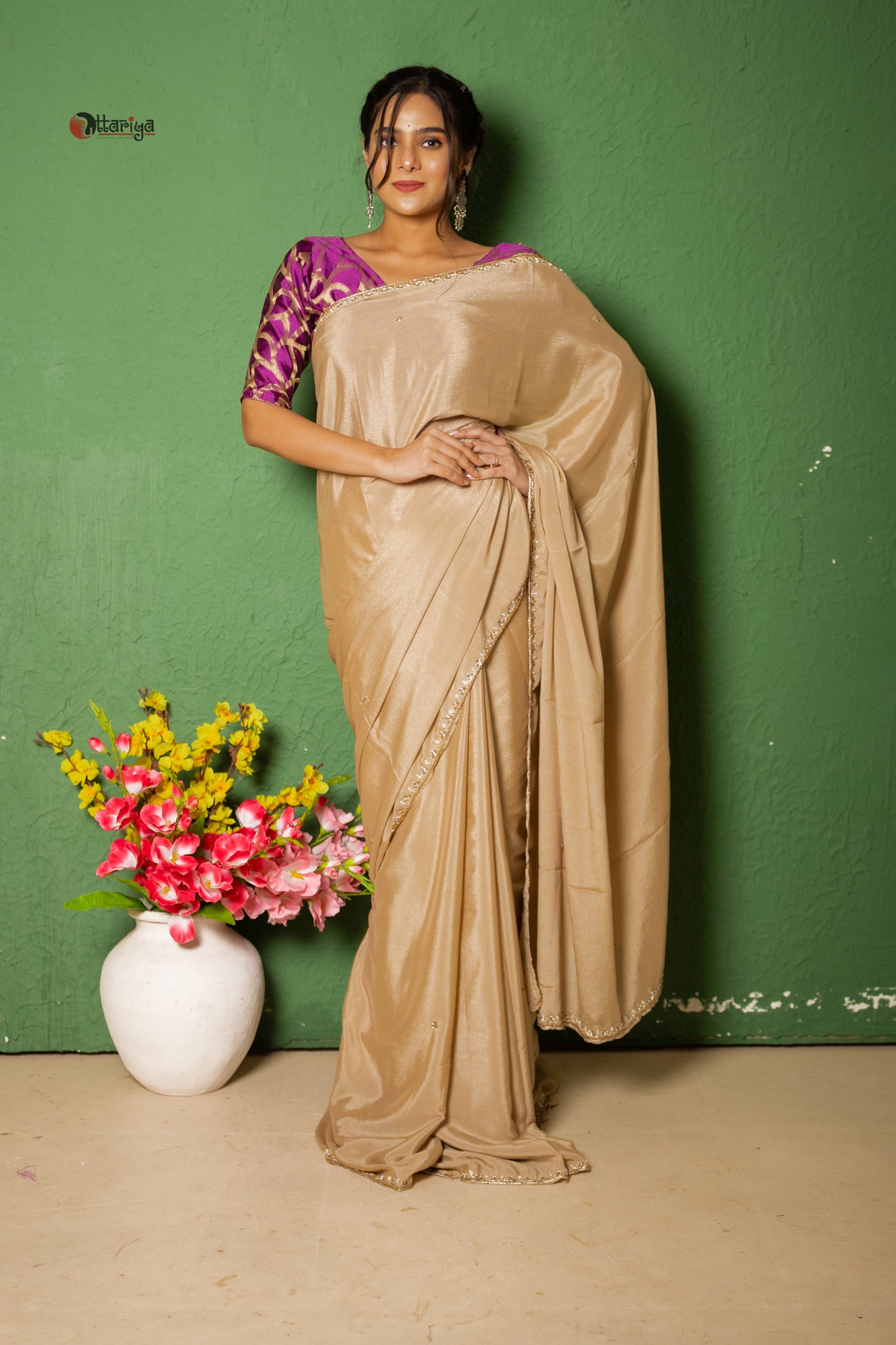 Shine starly saree - Uttariya