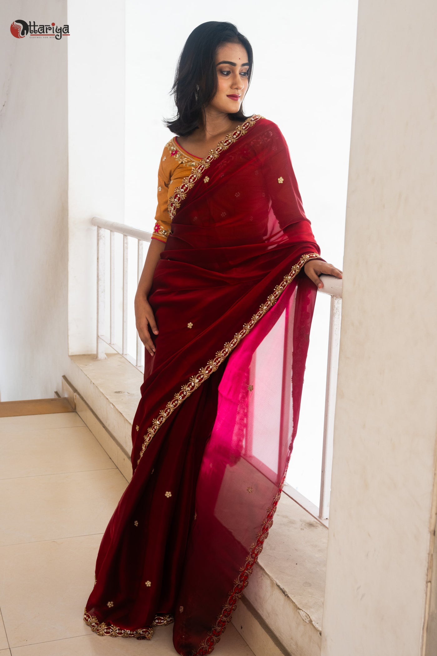 Regal Elegance Zardosi Silk Saree - Uttariya