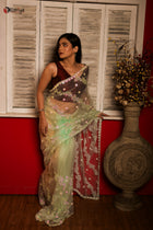 Golden Heritage Zardosi Drape Designer Saree - Uttariya