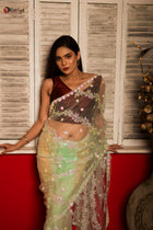 Golden Heritage Zardosi Drape Designer Saree - Uttariya
