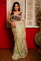 Golden Heritage Zardosi Drape Designer Saree - Uttariya