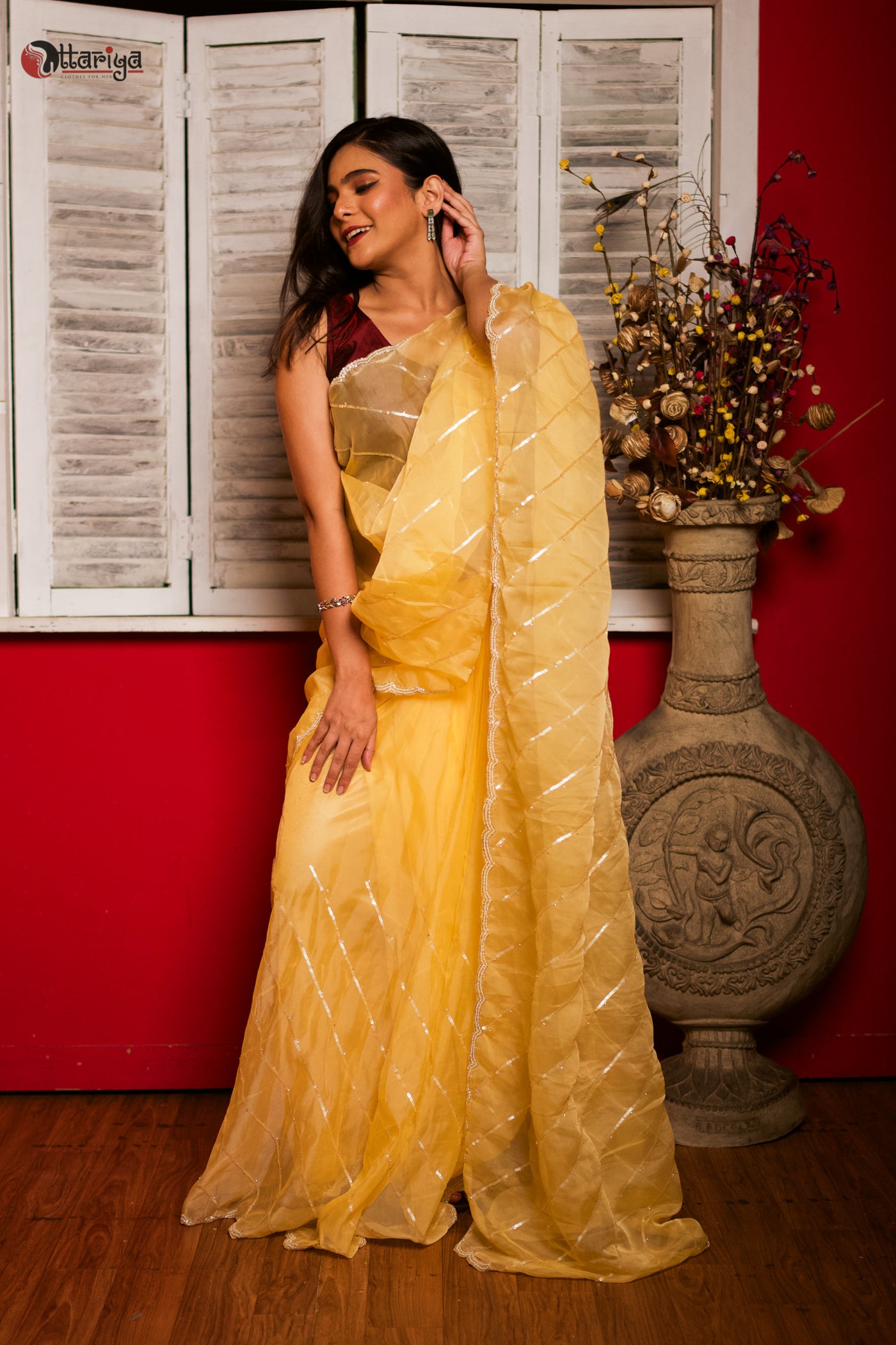 Eternal Elegance Zardosi Designer Saree - Uttariya