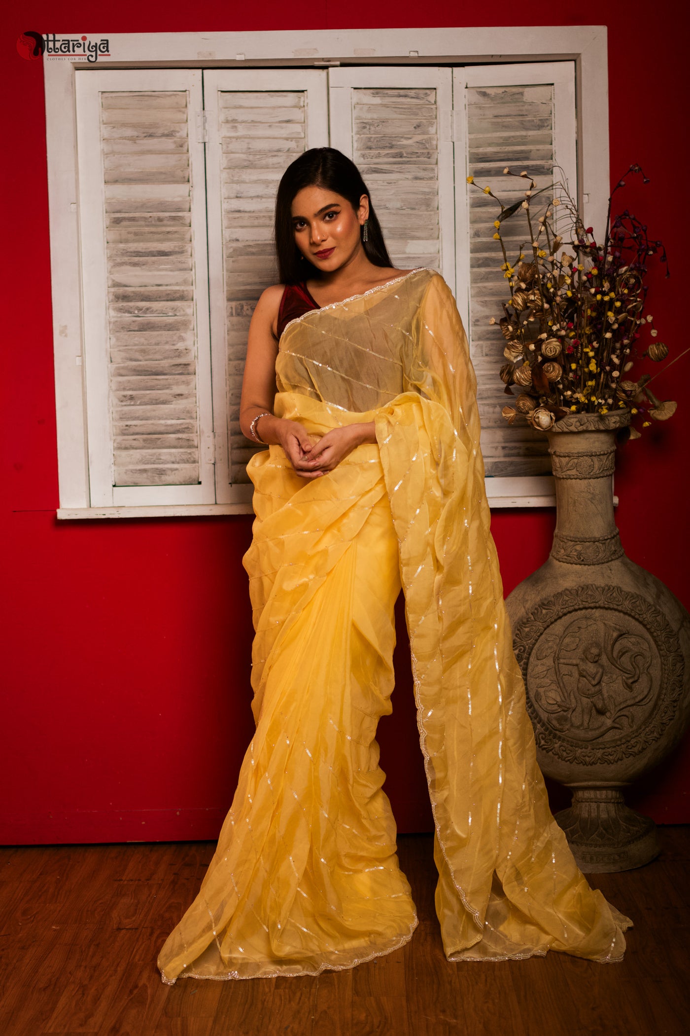 Eternal Elegance Zardosi Designer Saree - Uttariya