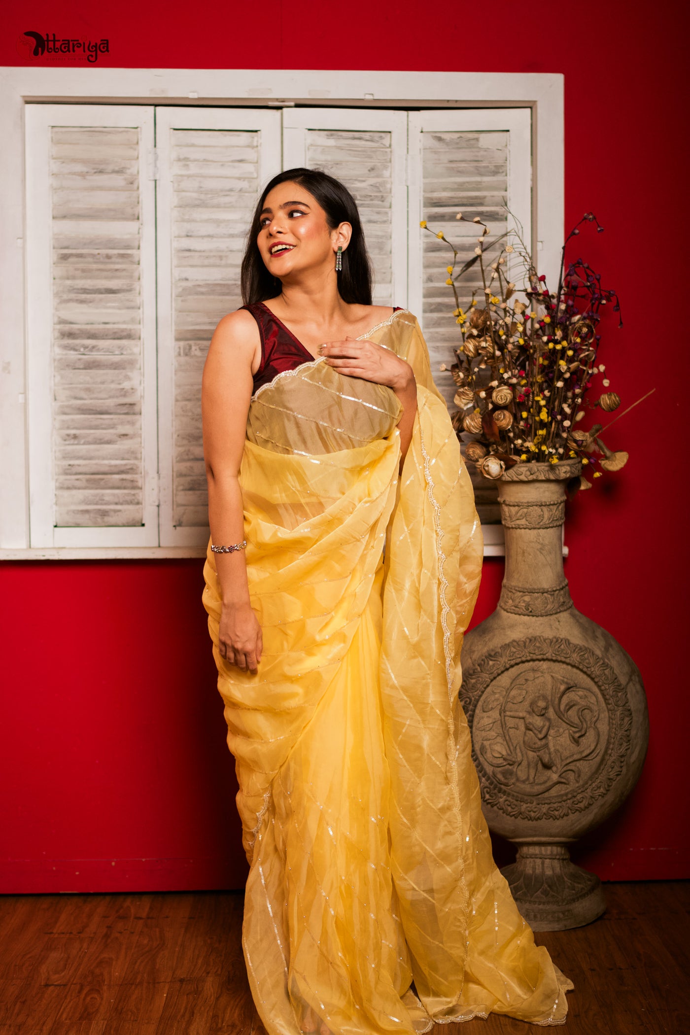 Eternal Elegance Zardosi Designer Saree - Uttariya