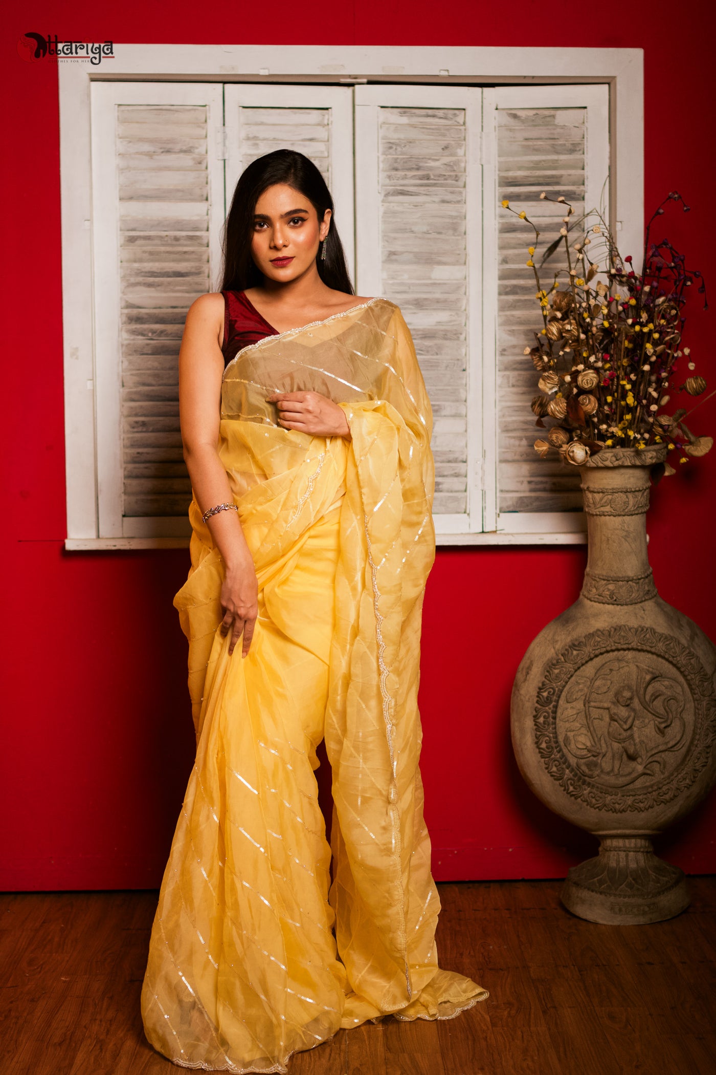 Eternal Elegance Zardosi Designer Saree - Uttariya