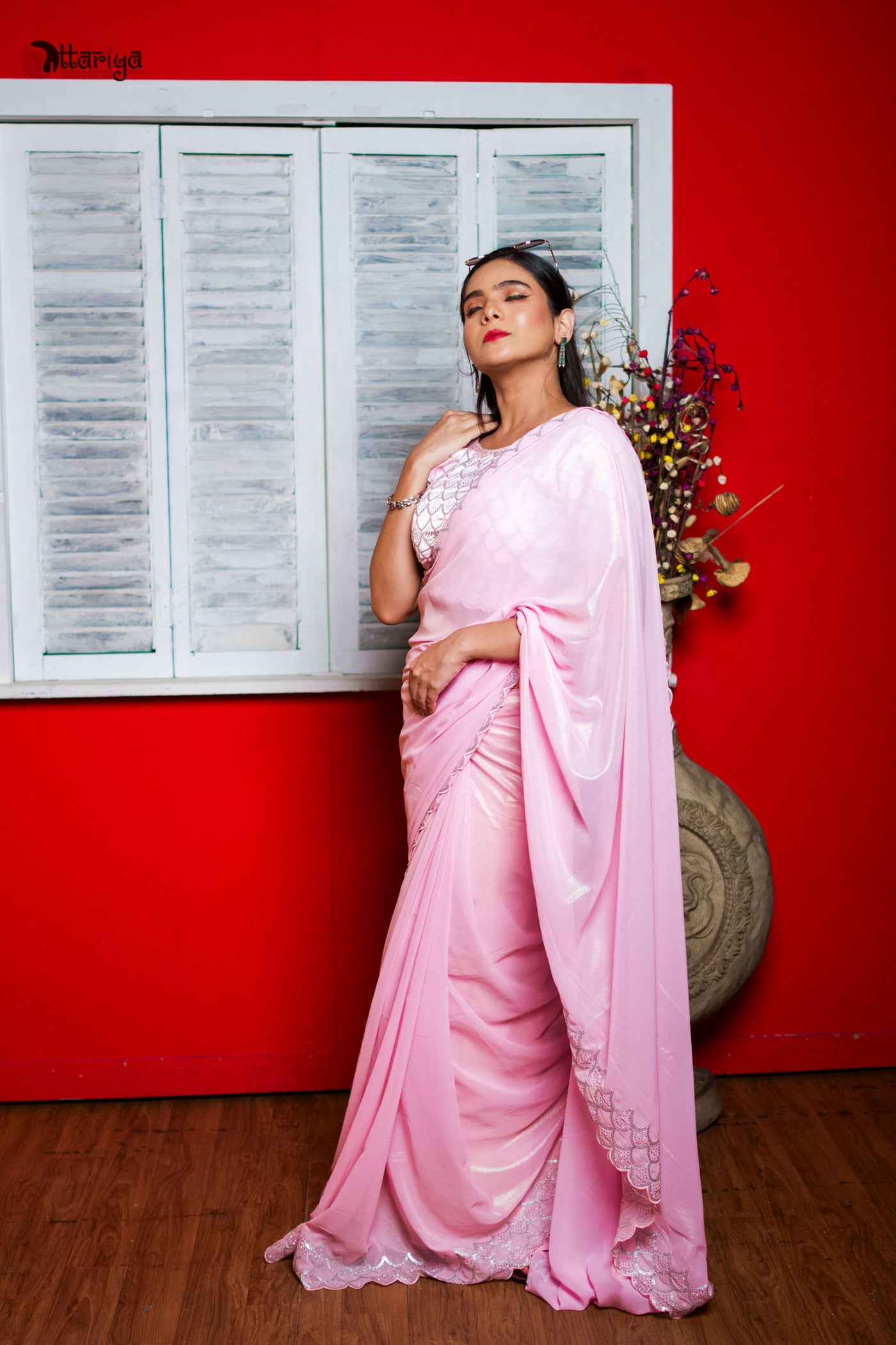 Luxury Radiance Zardosi Saree - Uttariya