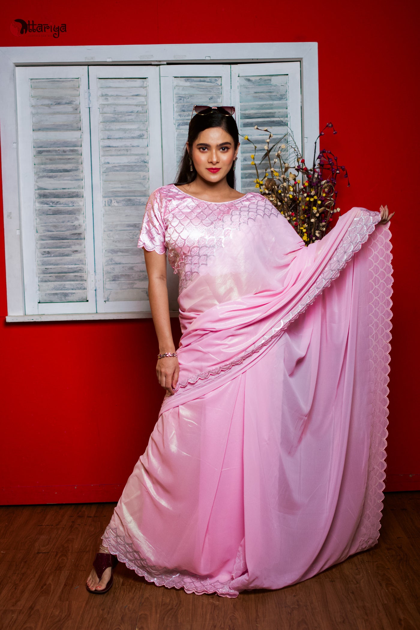 Luxury Radiance Zardosi Saree - Uttariya
