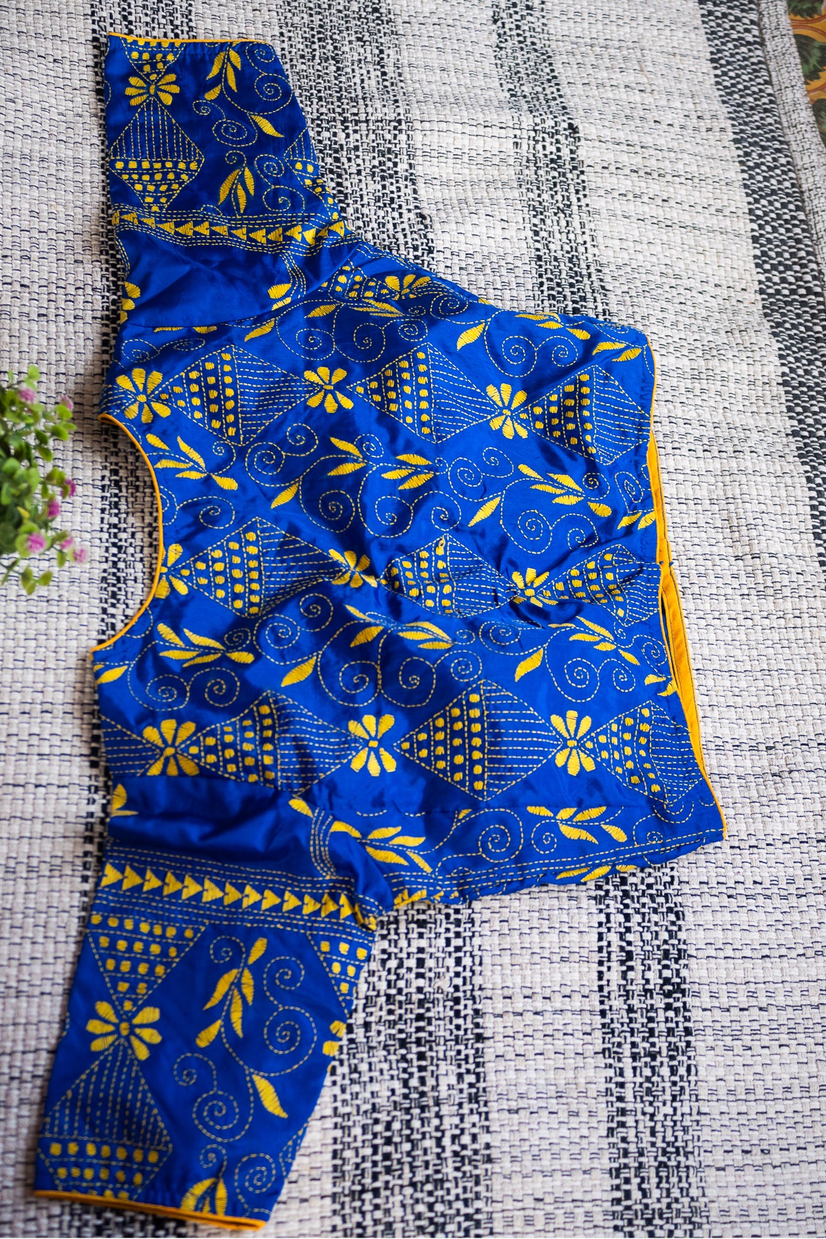 Kantha Silk Blouse in Blue