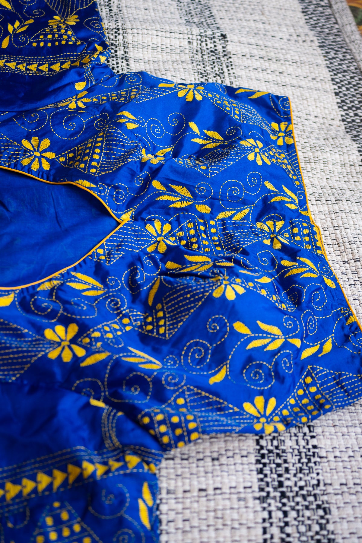 Kantha Silk Blouse in Blue