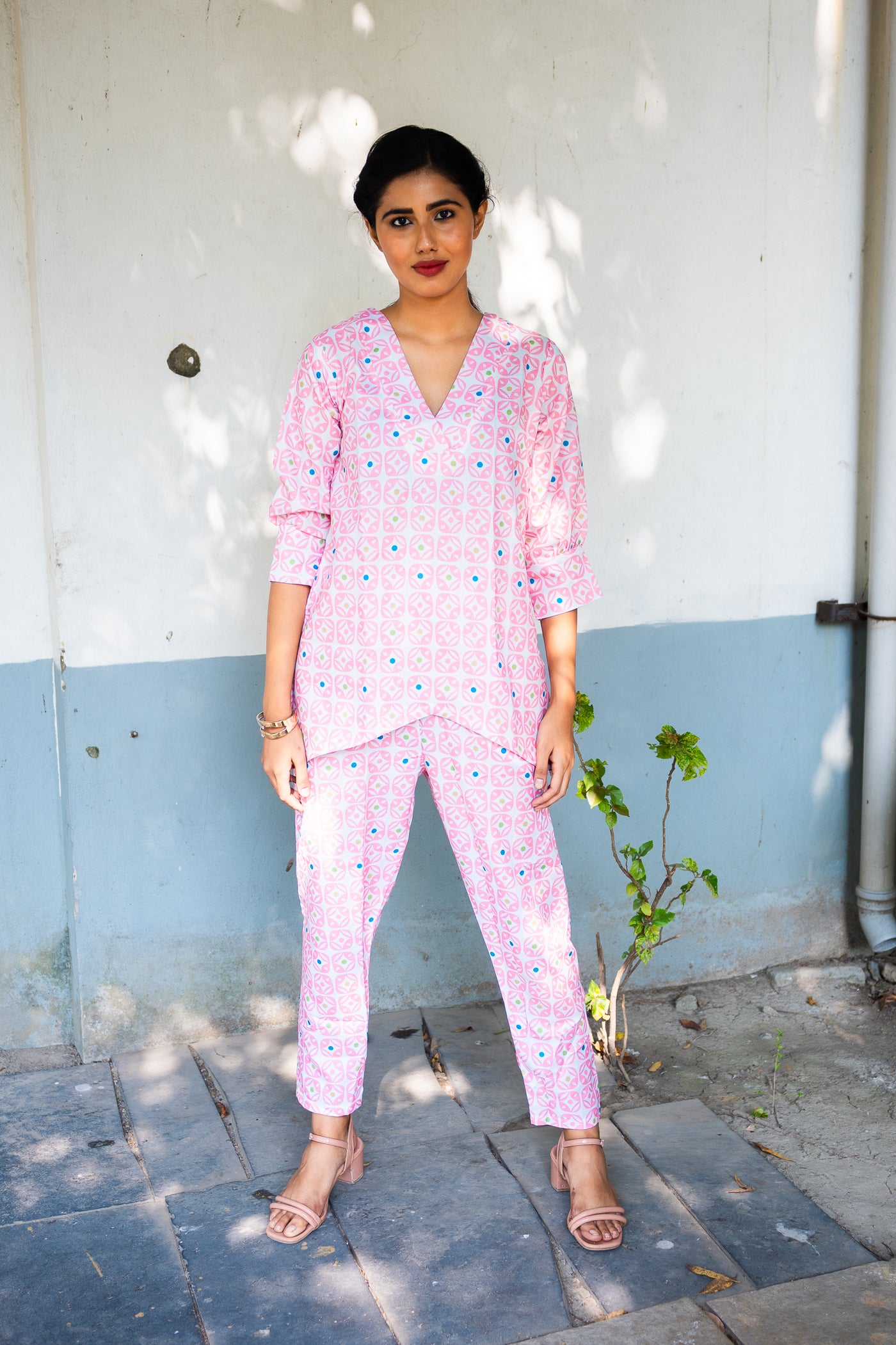 Pinkish Cotton co ord set - Uttariya