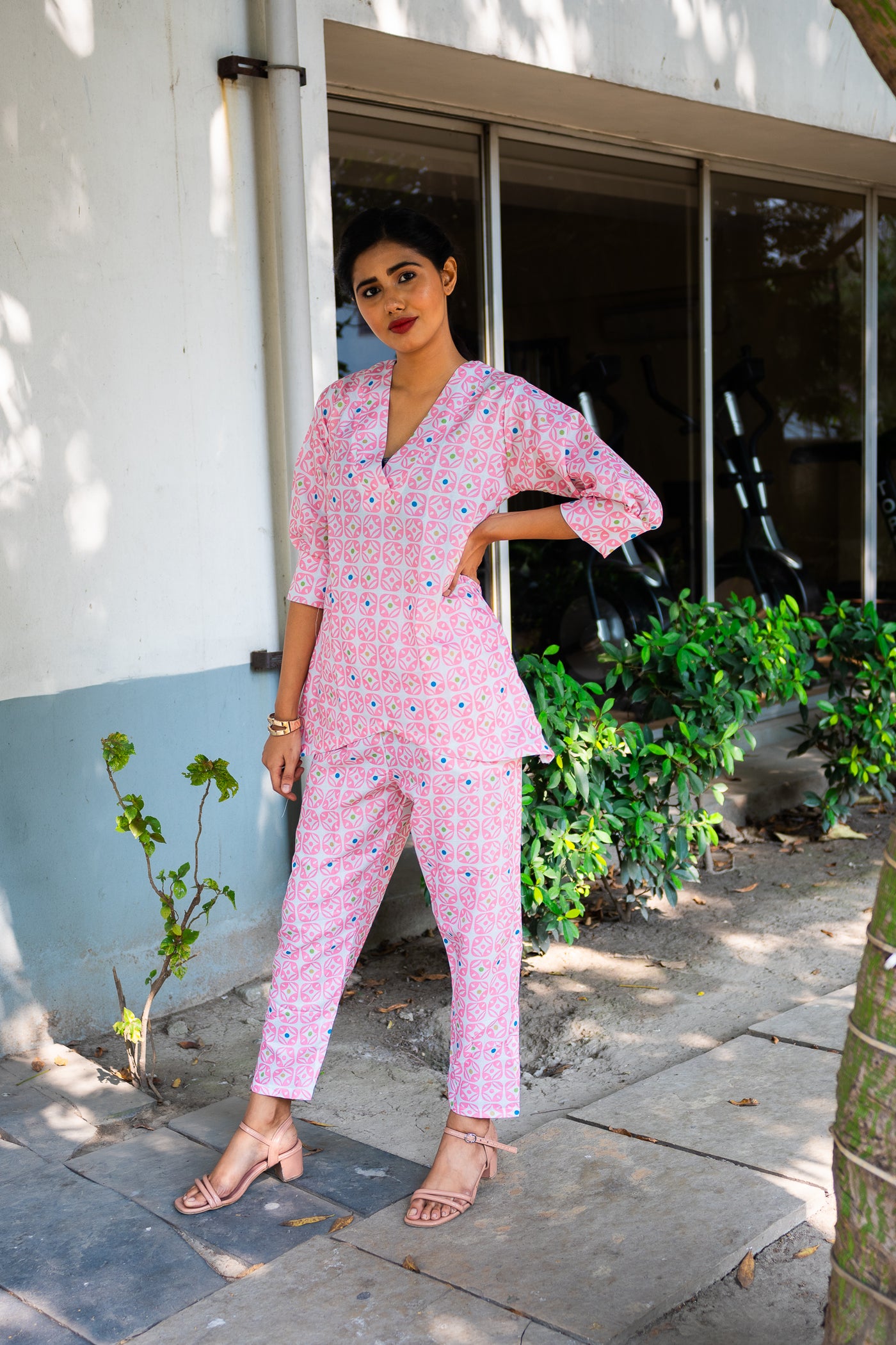 Pinkish Cotton co ord set - Uttariya