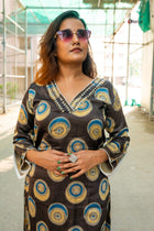 Iron Black Black Designer Modal Silk Kurta