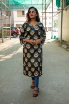 Iron Black Black Designer Modal Silk Kurta