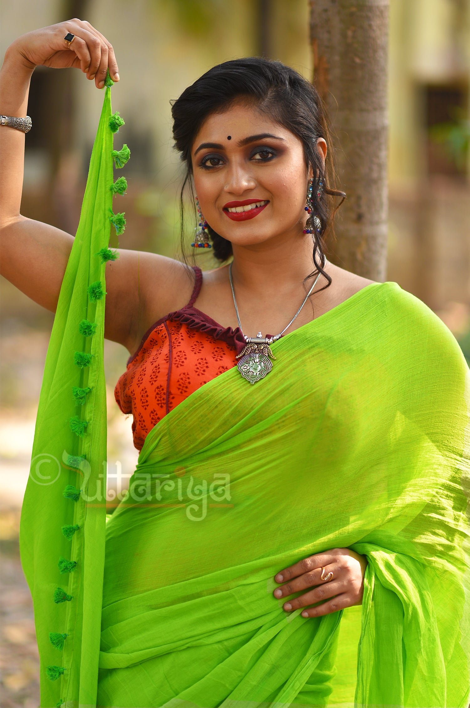 Lime Saree