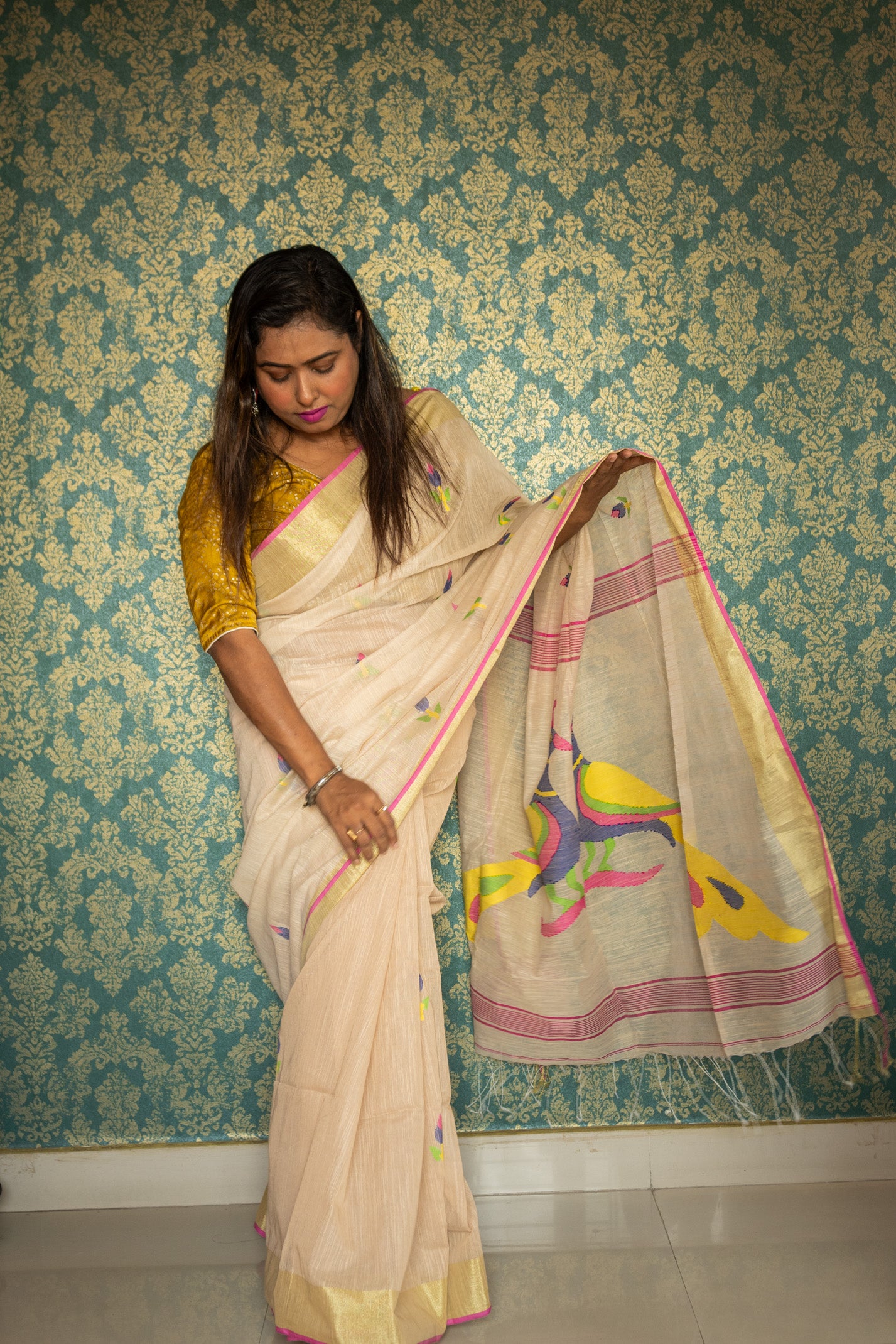 Jamdani Saree in bird