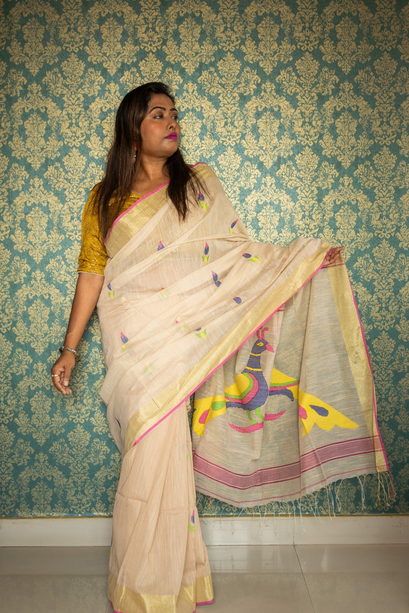 Jamdani Saree in bird