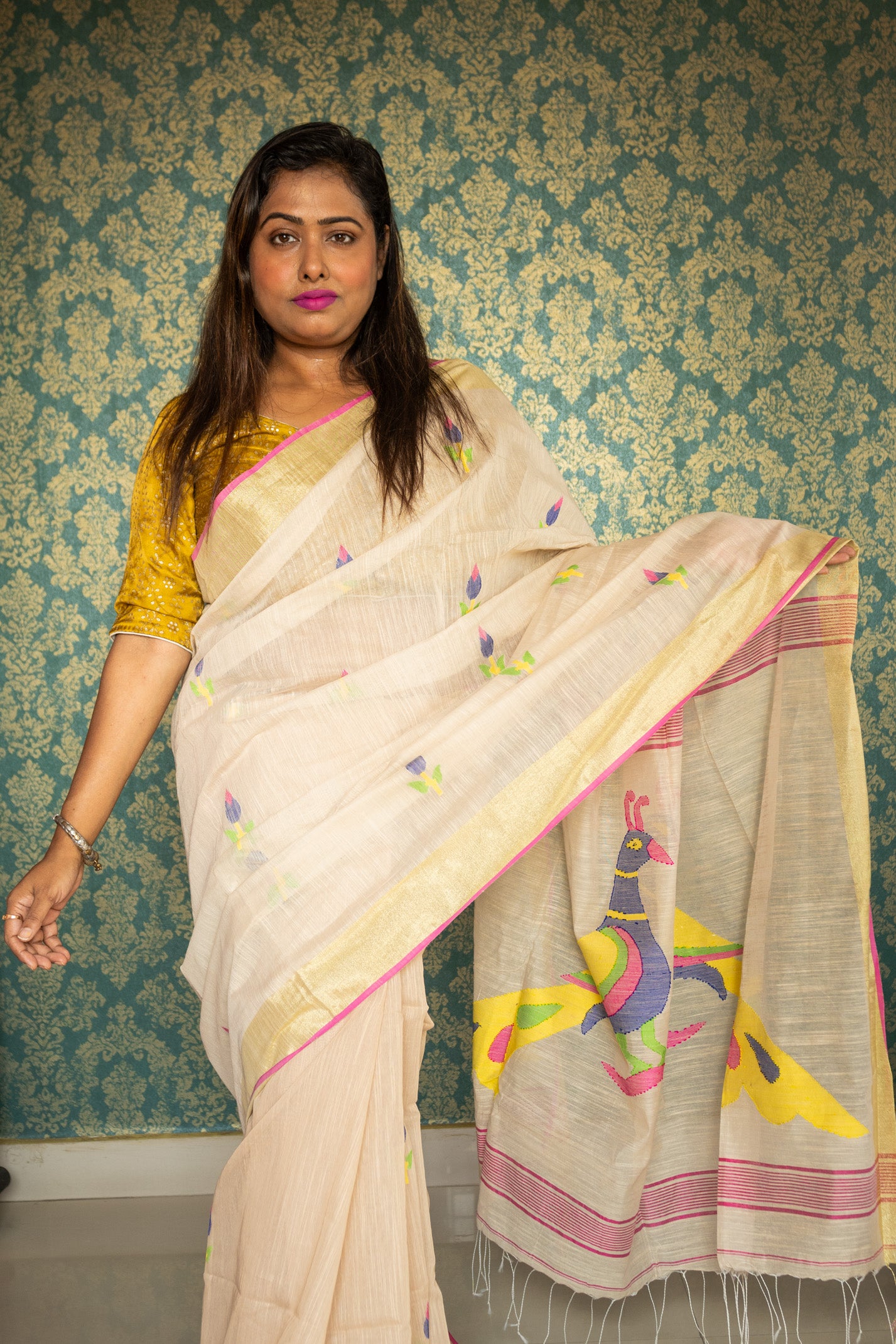 Jamdani Saree in bird