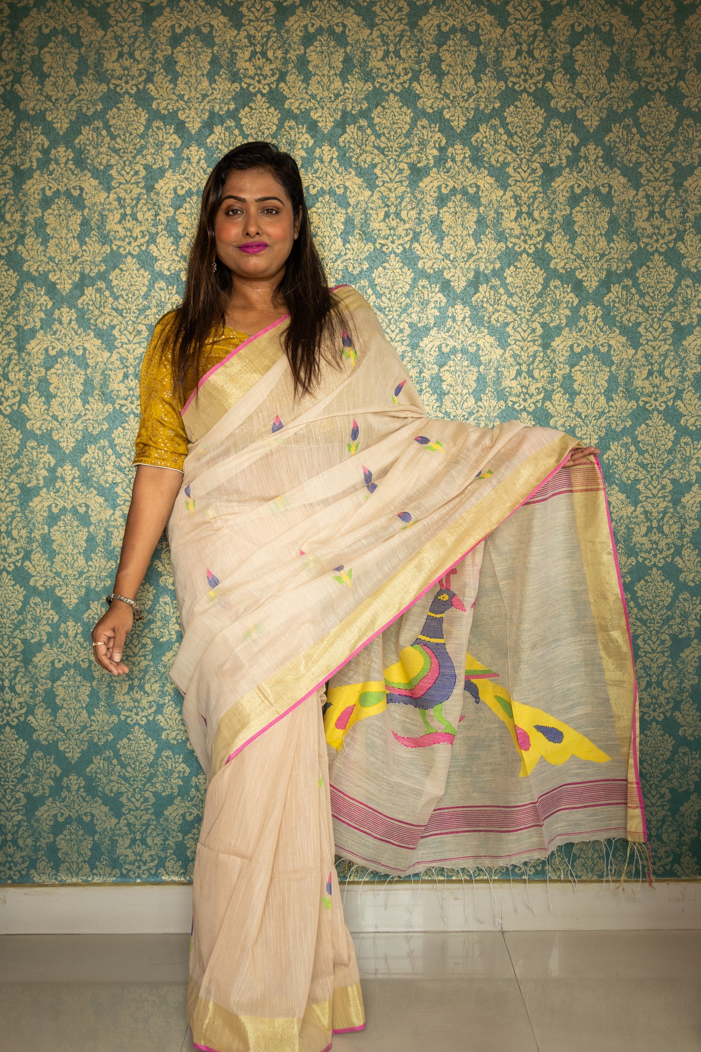 Jamdani Saree in bird