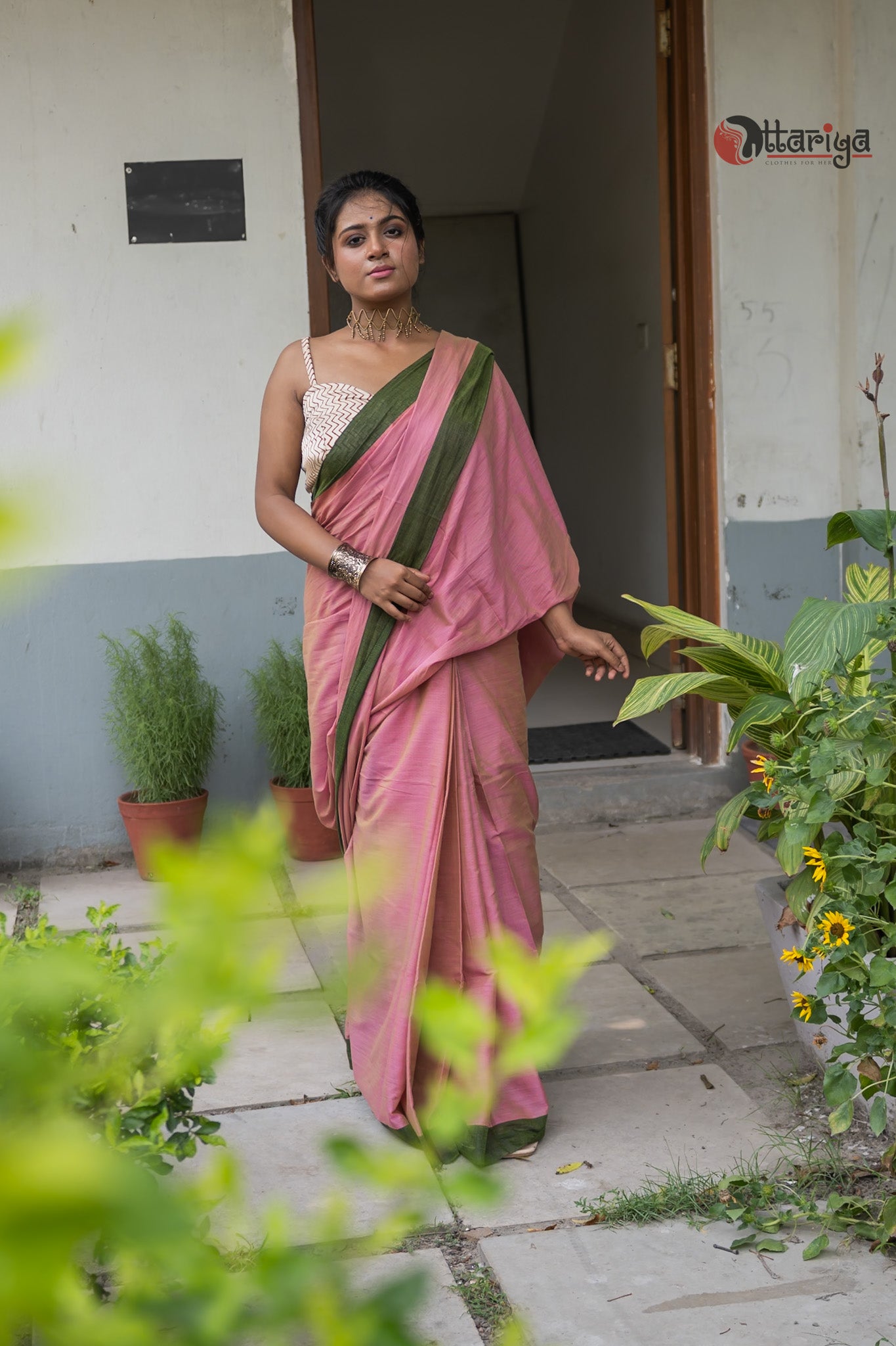 Choco pink dreamy cotton Saree