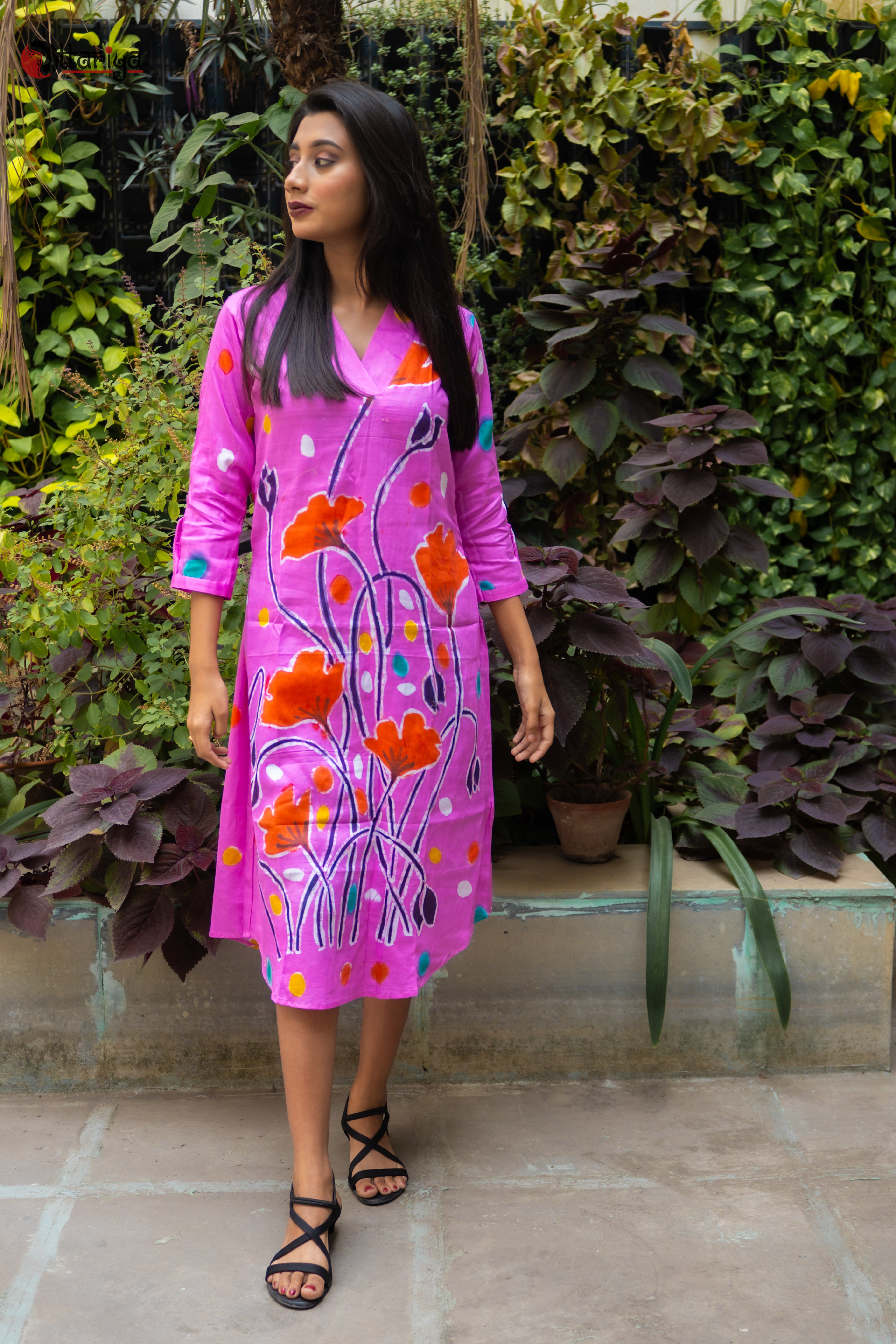 Pinkish floral Batik Dress