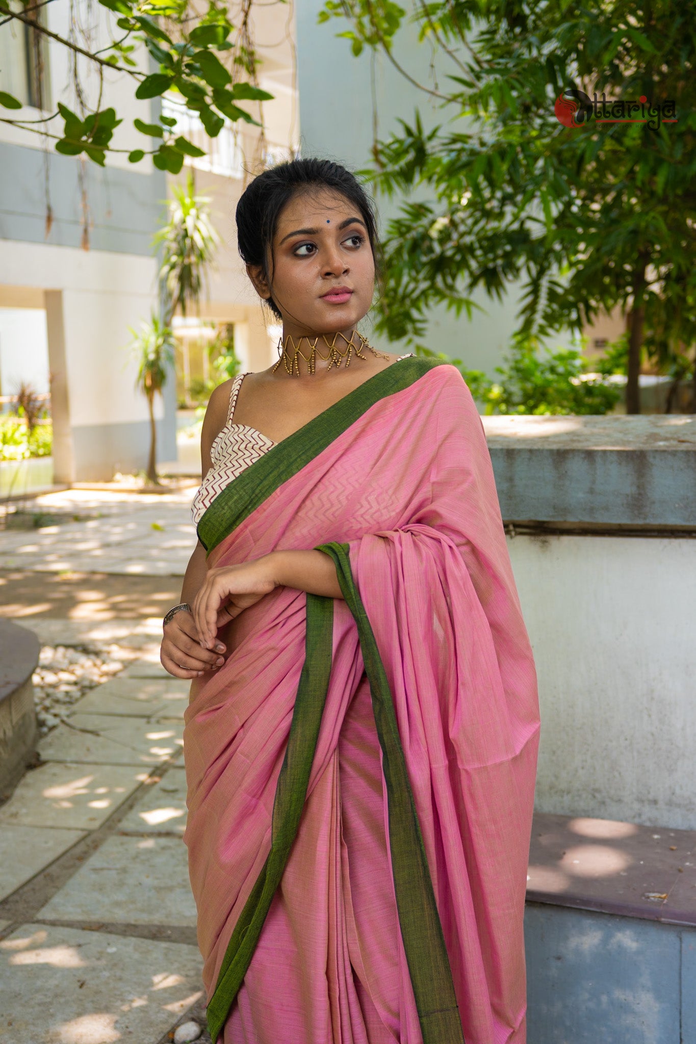 Choco pink dreamy cotton Saree