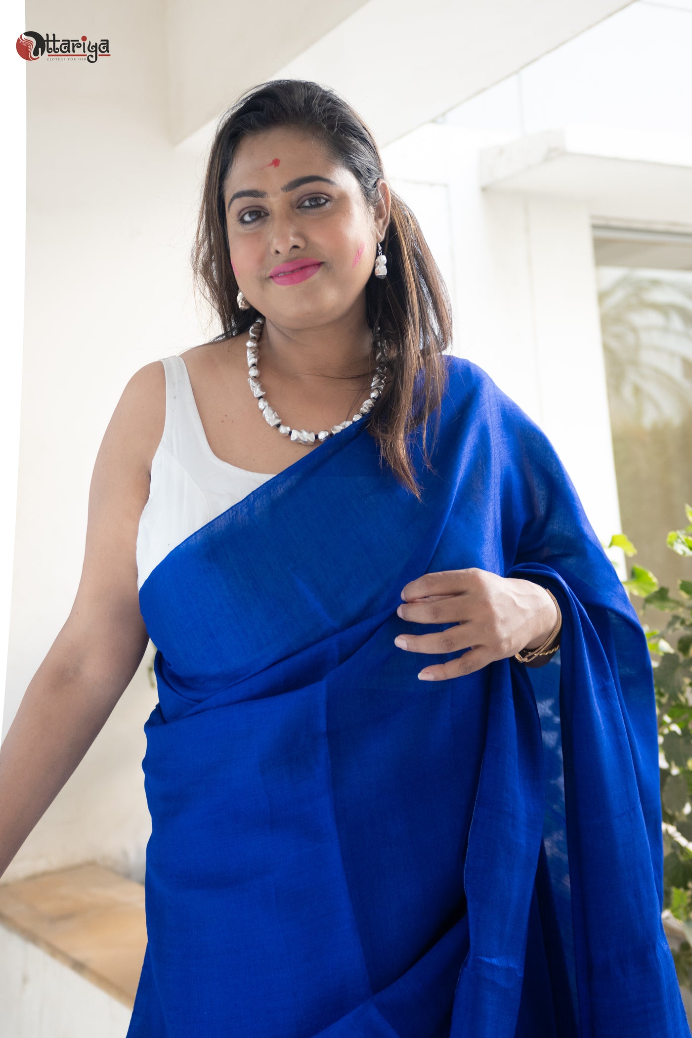 Electric blue makhmal saree