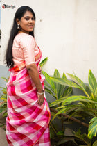 Pink Berry Linen Saree - Uttariya