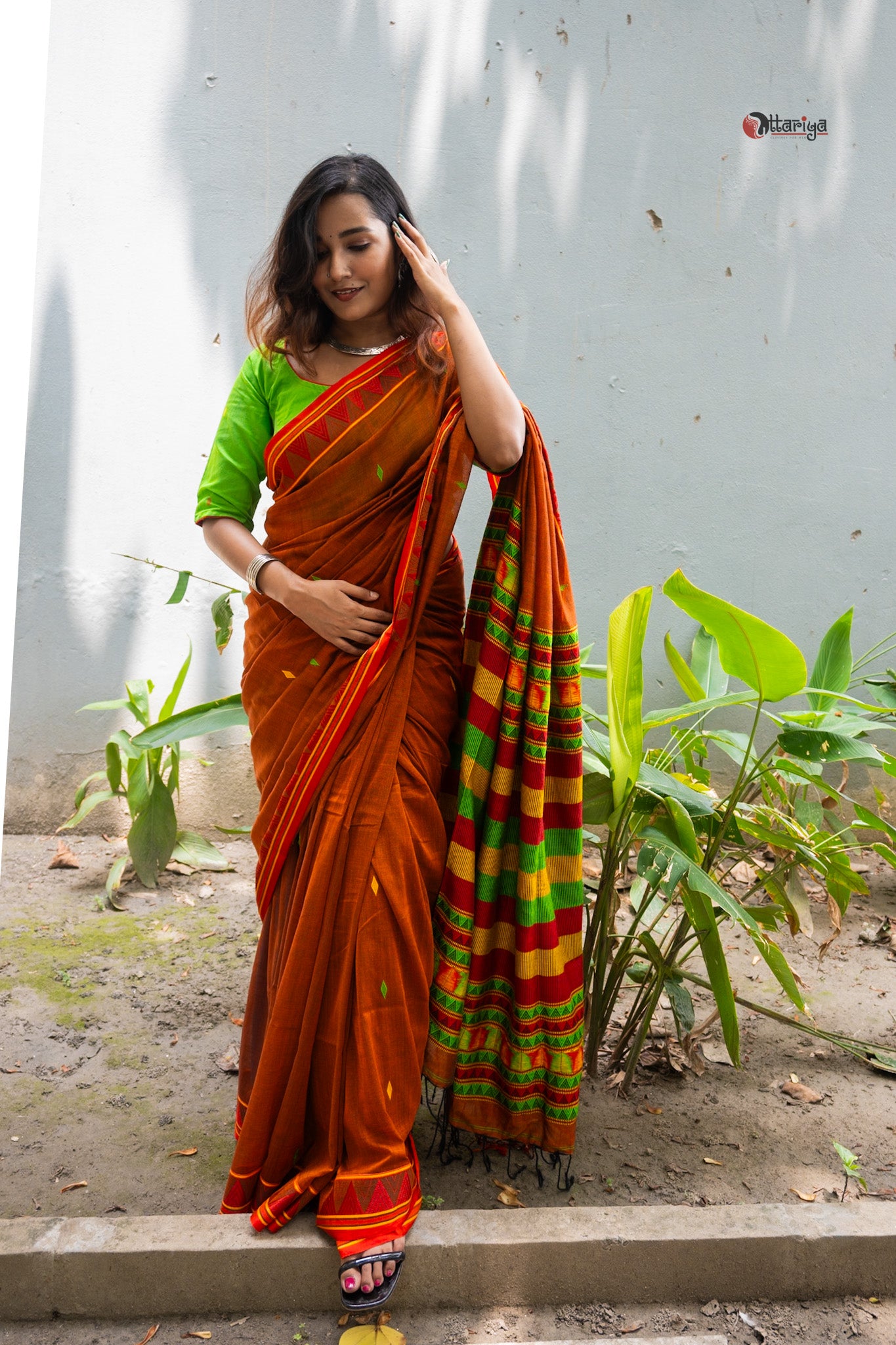 Rust Dongria saree