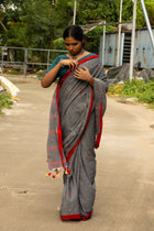 Gray Jamdani saree