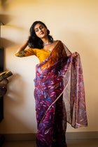 Wine organza Zardosi saree - Uttariya