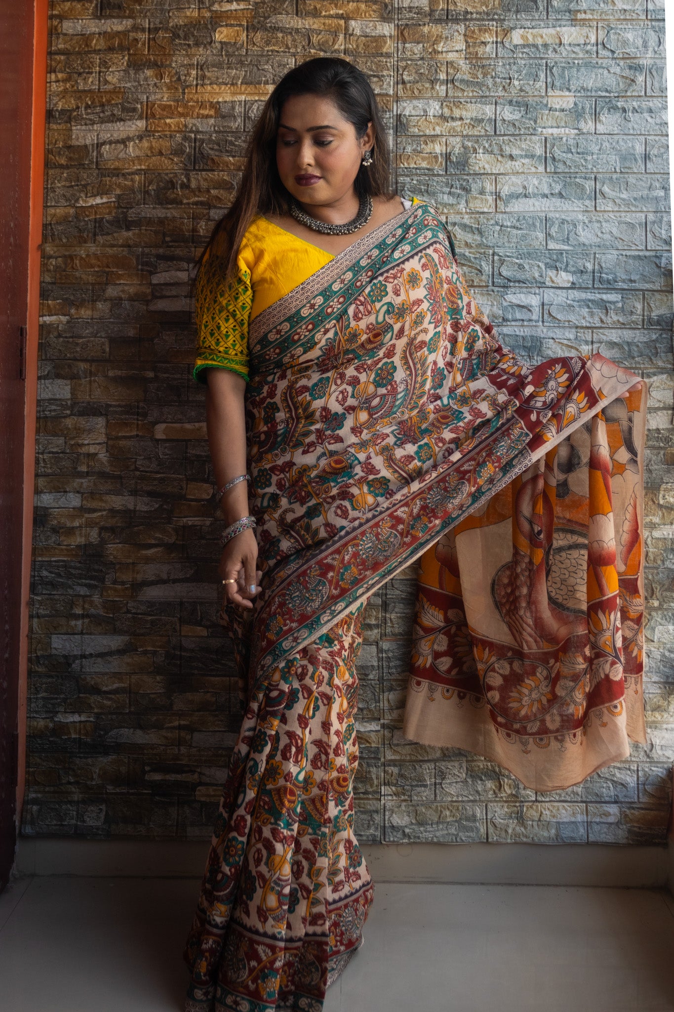 Basuki Kalamkari Saree