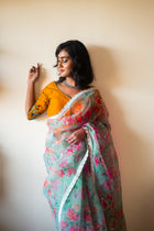 Green Zardosi silk saree - Uttariya