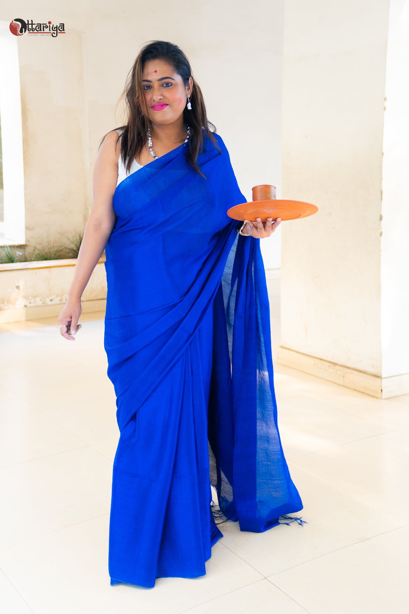 Electric blue makhmal saree