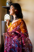 Wine organza Zardosi saree - Uttariya