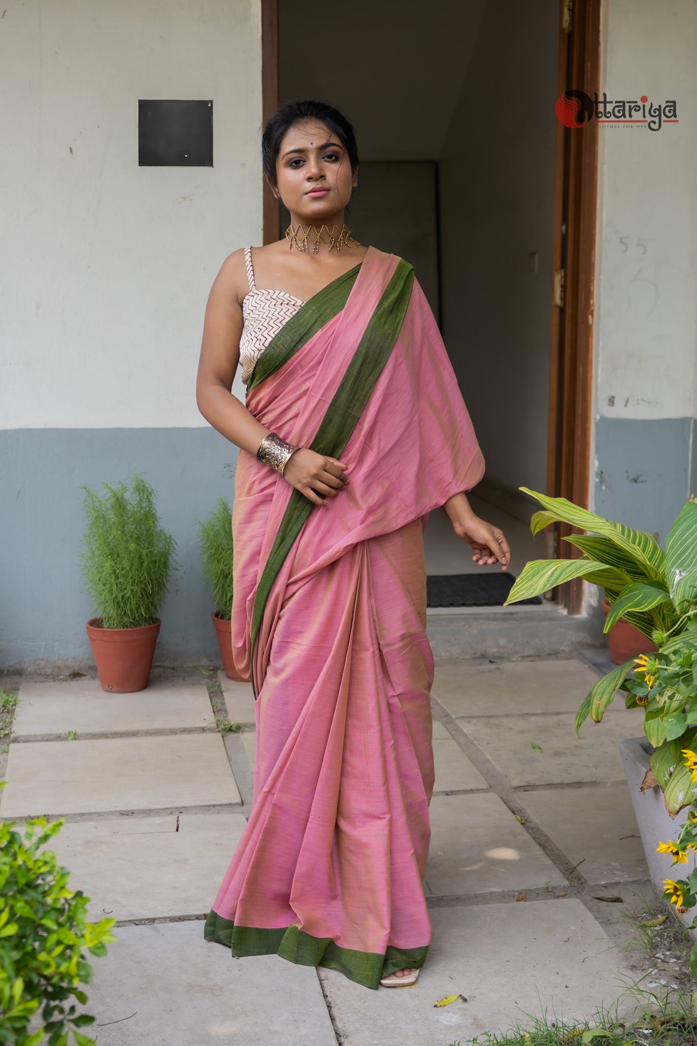 Choco pink dreamy cotton Saree