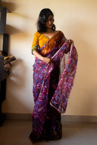 Wine organza Zardosi saree - Uttariya