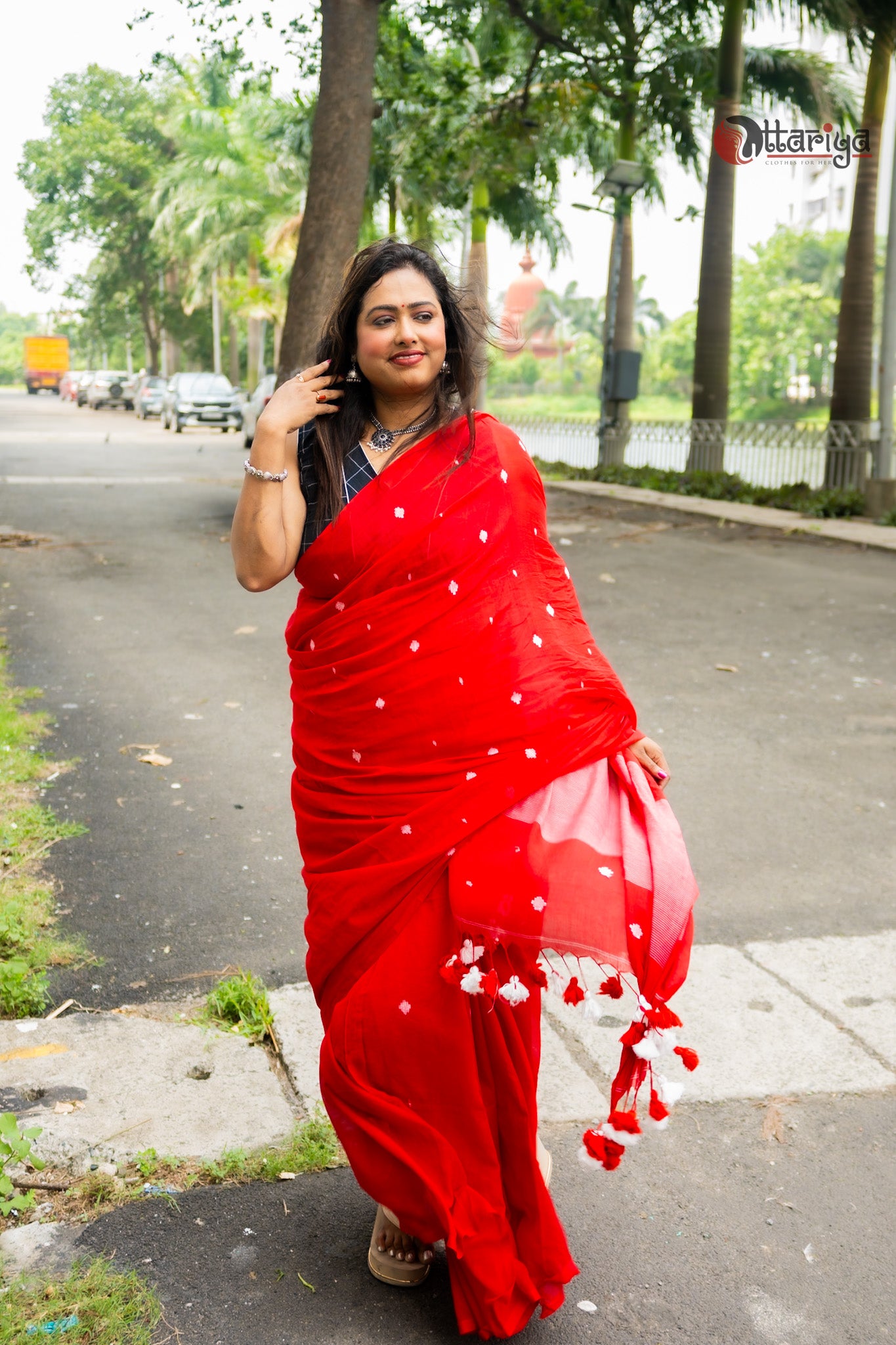 Red love Jamdani Saree