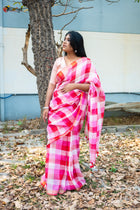 Pink Berry Linen Saree - Uttariya
