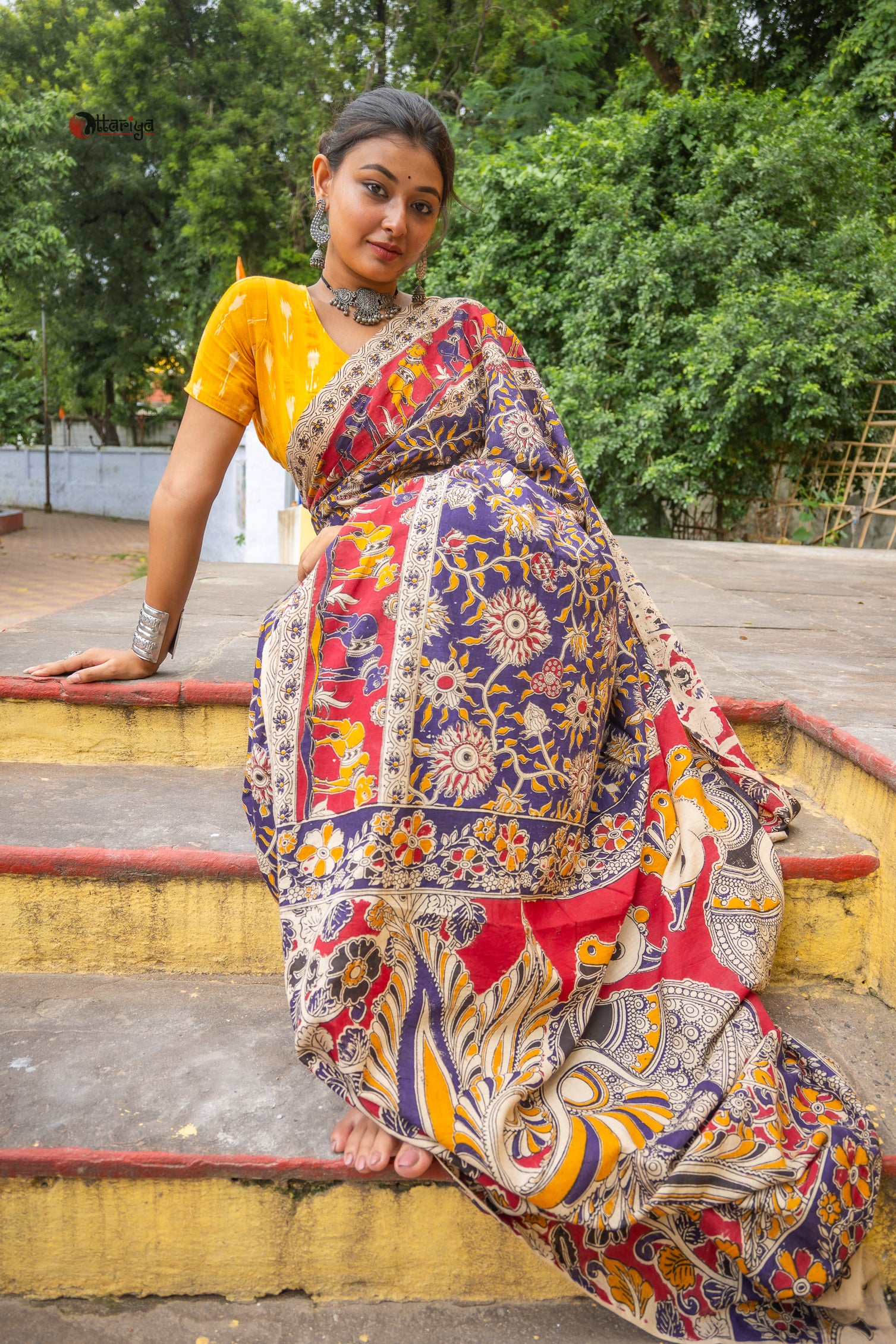 Ganga Kinare Kalamkari Saree