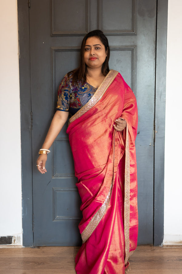 Sindoori Silk Linen Saree